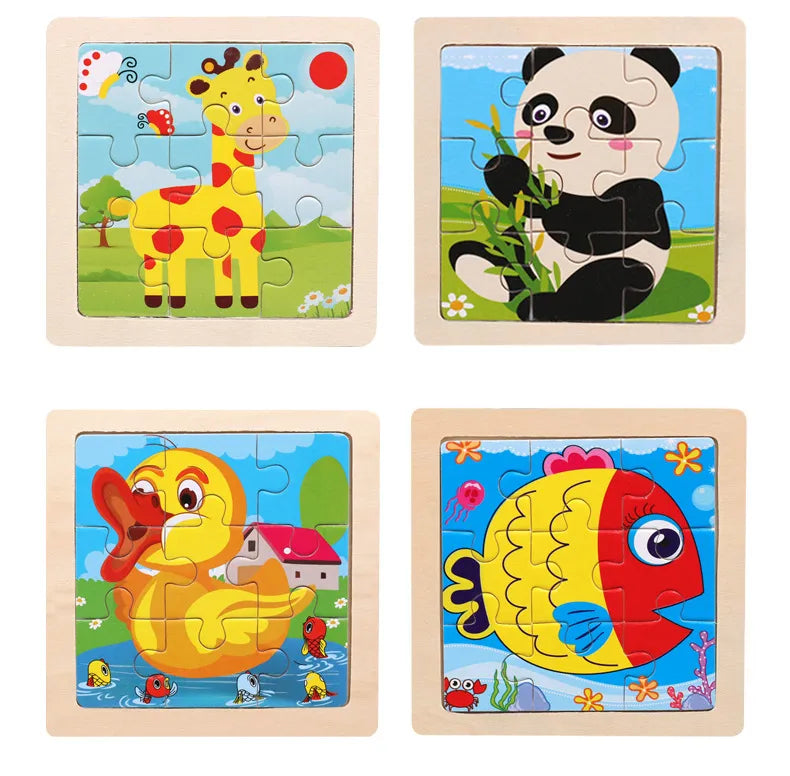 PETIT PUZZLE ÉDUCATIF EN BOIS, 9 PIÈCES, 11X11CM POUR LES TOUT-PETITS (3-6 ANS)